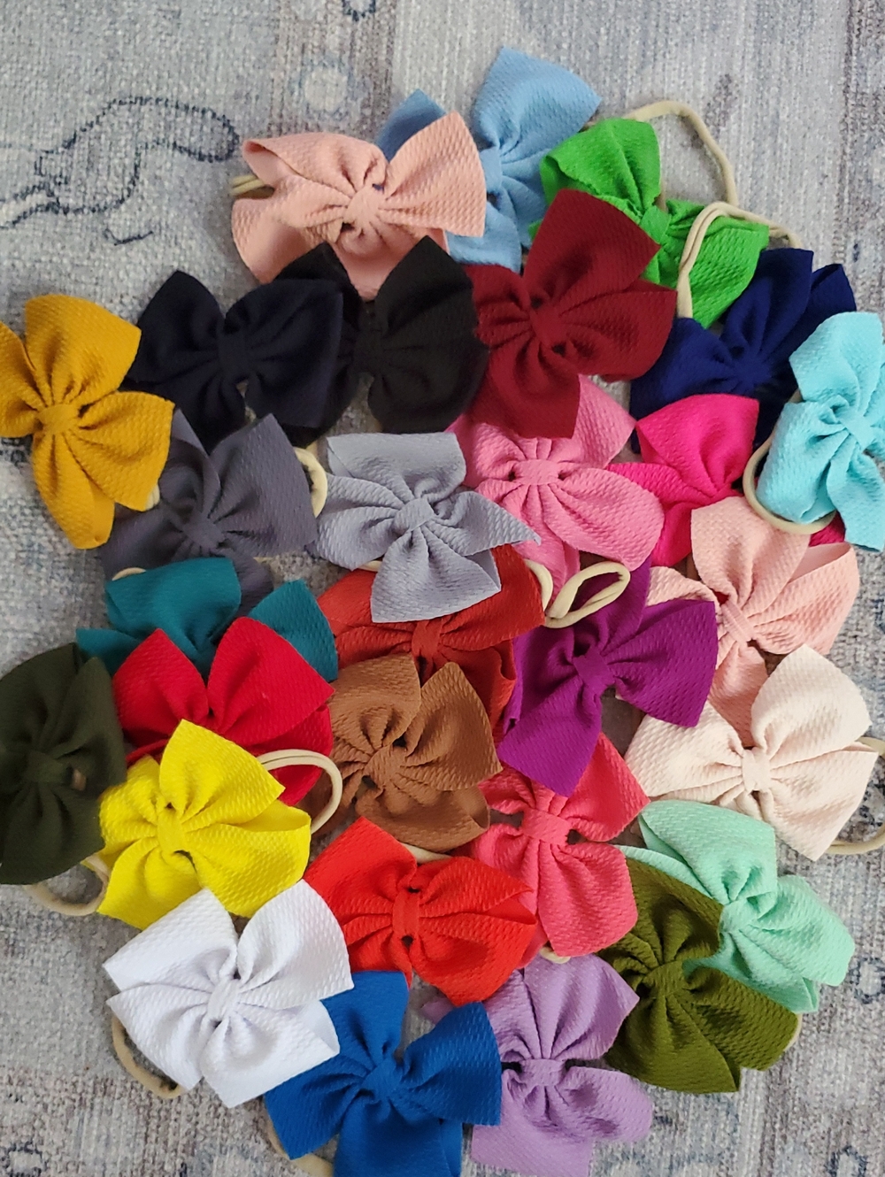 Baby Girls Bows Huge Nylon Headband Lot Textured Fabric Bows